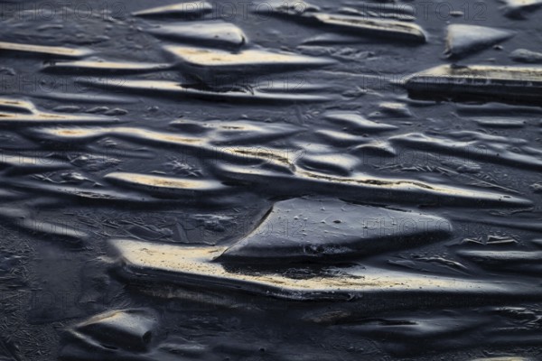 Sliced pieces of ice, blue ice, frozen lake, Finland