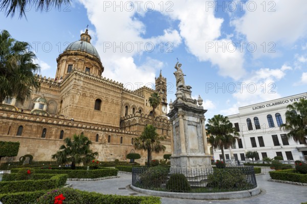 Statue of Saint Rosalia, humanist gymnasium, Palermo Cathedral, various architectural styles,