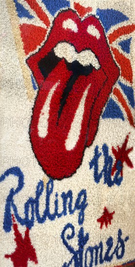 1988 hand-knotted Rolling Stones rug by Michael Walther, as there were no fan articles for sale in