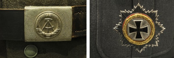 National People's Army uniform with GDR coat of arms and Bundeswehr uniform with the Iron Cross,