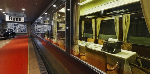 View of Deutsche Reichsbahn salonwagen 10205 with Adenauer's Mercedes 300 in the background, House
