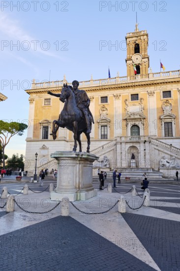Equestrian statue of Marcus Aurelius in front of the Senatorial Palace (Palazzo Senatorio) in the