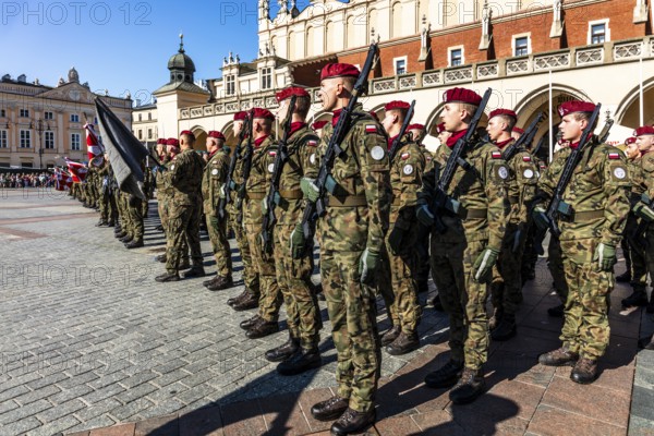 Polish National Military Festival, Rynek with Cloth Hall, from 13th century, Main Market Square,