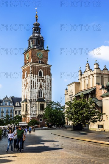 Town Hall Tower on Rynek, rest of the town hall built in the 13th century, Rynek with Cloth Halls,