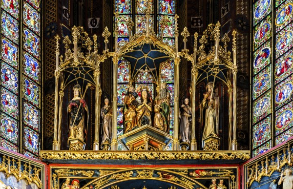 Predella, depicting the root Jesse, Jesus' family tree, high altar, Veit Stoß, St. Mary's Church,