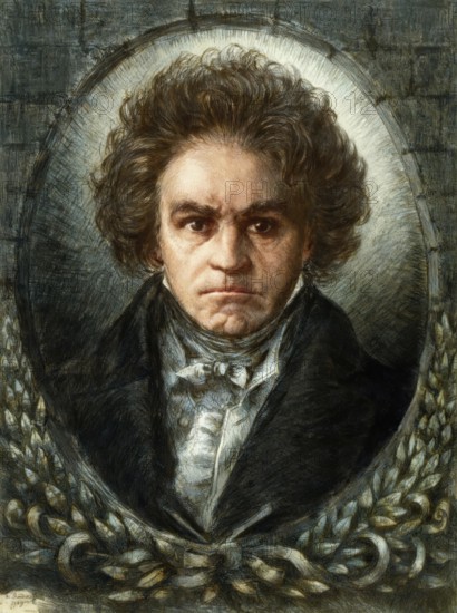 Ludwig van Beethoven, 1770 -1827, German composer, etching by Willy Rudinoff, c. 1930, subsequently