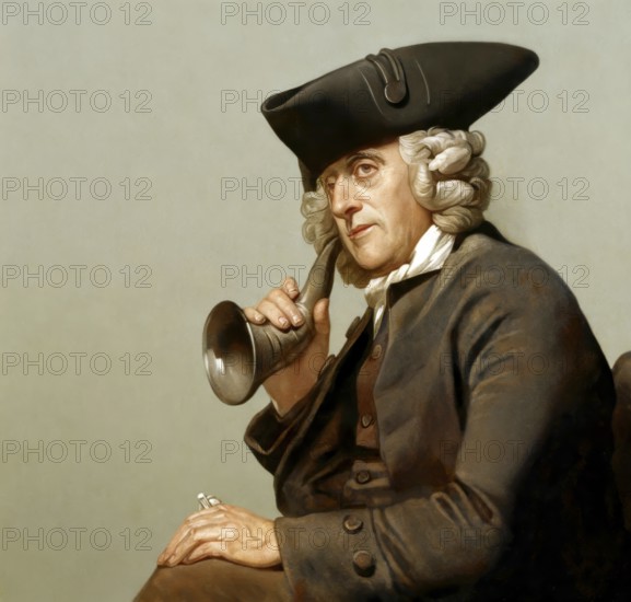 Portrait of James Hutton with an ear trumpet, 1726 – 1797, Scottish geologist, agriculturalist,
