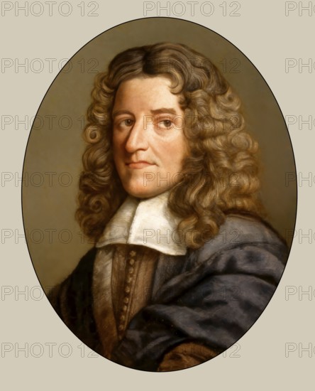 Portrait of John Playford, 1623–1686, a London bookseller, publisher of books on music theory,