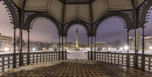Winter in Stuttgart. It snowed overnight and the city is wintry white early in the morning. View of
