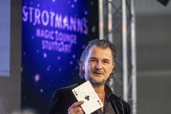 Magician Thorsten Strotmann during a presentation during the CMT trade fair. portrait. Stuttgart,