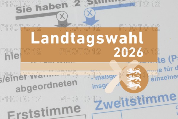 (Photo montage) Logo of the Baden-Württemberg state election on a ballot paper