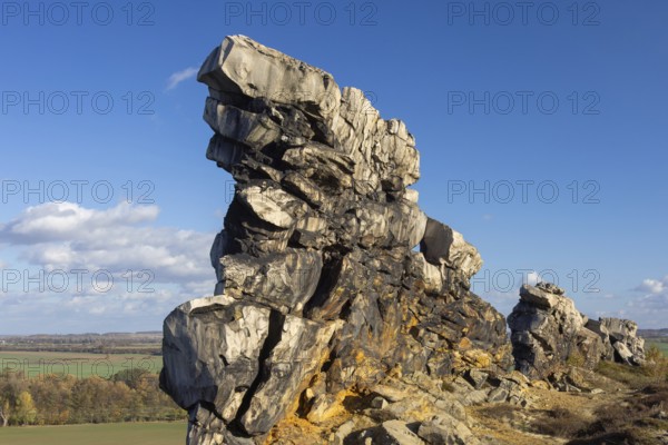 Teufelsmauer, Devil's Wall, eroded sandstone rock formation Mittelsteine near Weddersleben in the