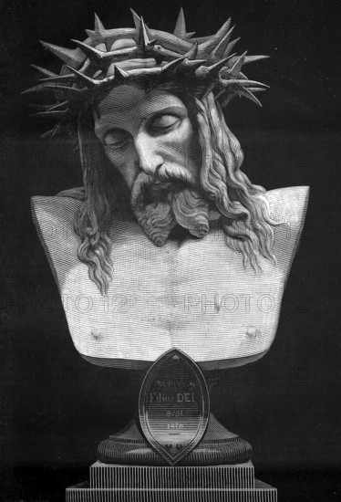 Ecce homo, bust of Christ with wreath of thorns, authentic, digitally restored reproduction from a