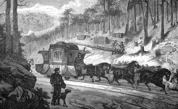 The first horse-drawn tram, horse-drawn tram, is a historic mode of transport that travels on rails