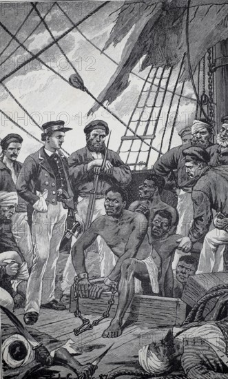 The freed victims, soldiers have controlled a slave trader ship and free the captured slaves,