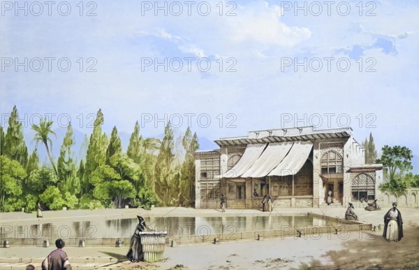 The Palace of Bagh-No, Nou Bagh in Shiras, Shiraz, Iran, authentic, digitally restored reproduction