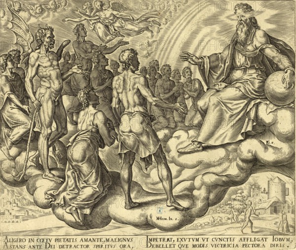 Biblical story of Job, This scene is from the book of Job and describes a heavenly meeting in front