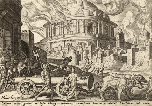 From The Disasters of The Jewish People: The Chaldeans carry away the pillars of the Temple. The