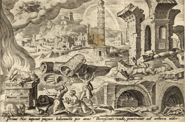 From The Disasters of The Jewish People: After the Flood, Noah offered a burnt offering to God for