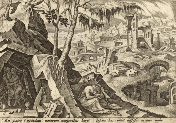 From The Disasters of The Jewish People: Lot, who is made drunk with wine by his daughters in a