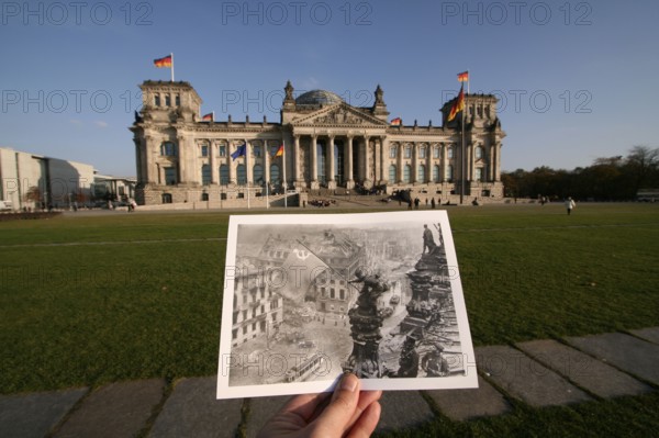 Then and now. The Reichstag 2005 and on May 2, 1945. Mitte, Berlin In total, J. Chaldej took 36