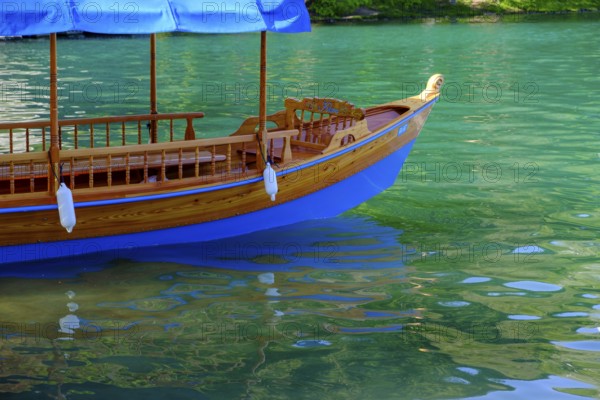 Tourist boats, rowing boats, Bled, Lake Bled, Slovenia