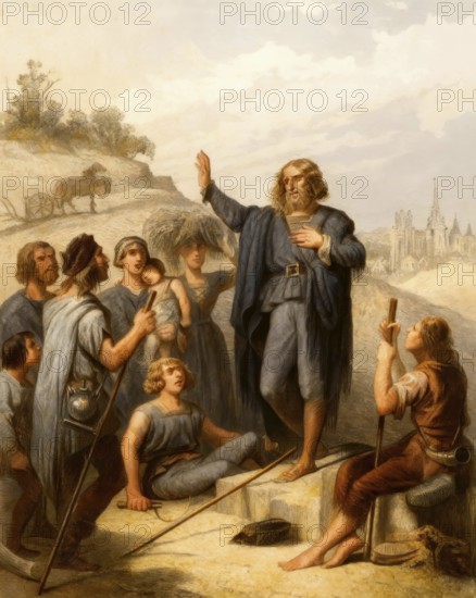 Thomas Müntzer, 1489 – 1525, German preacher and theologian, digitally edited after a print by