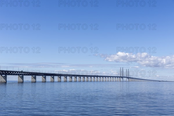 Öresund Bridge, Øresundsbrön, world's longest cable car bridge, connecting Copenhagen with Malmö,