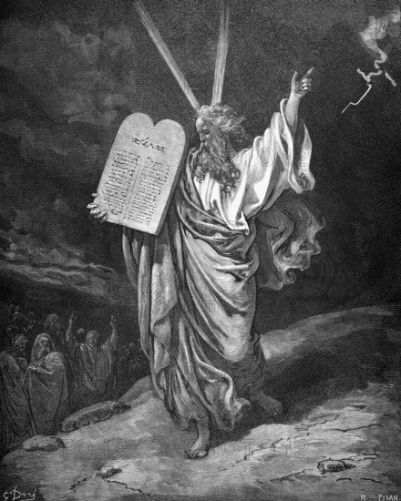 Moses descends from Mount Sinai, story, exodus, second book of Moses, chapter 19, verse 25, Bible,