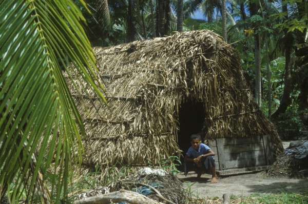 Typical residential hut on Tavewa Island, Yasawa archipelago, Fiji