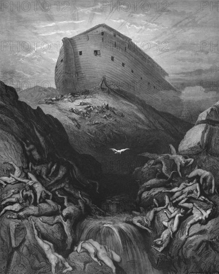 First book of Moses, chapter 8, verse 8, Noah's sending of the dove, That water flows off on earth,