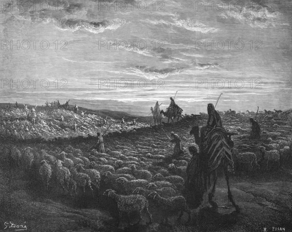 First book of Moses, chapter 12, verse 5, Abraham moves to Canaan, he takes his woman Sarai with