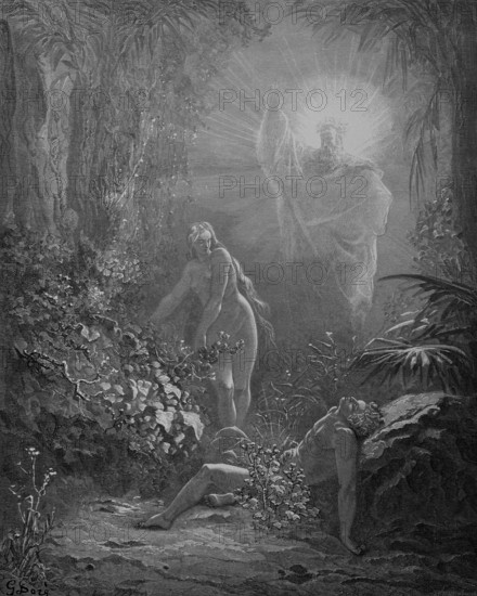 First book of Moses, chapter 2, verse 21, God, creation of Eve, Adam in deep sleep, ribs, flesh,