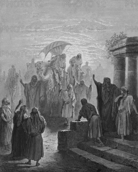 First book of Moses, chapter 24, verse 64, Isaac receives Rebecca, Rebecca has discovered Isaac and
