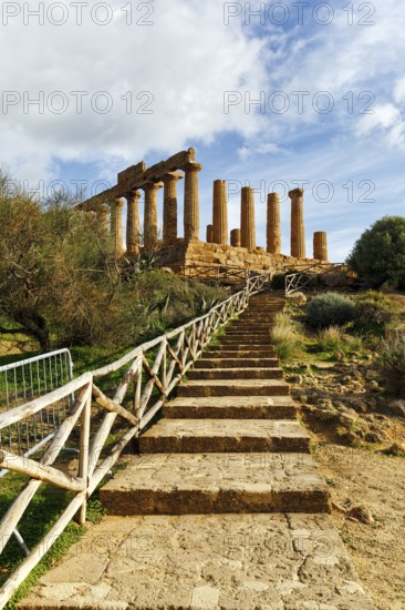 Temple of Heracles, ruins in the Valley of the Temples, restoration, stairway, Valley of the