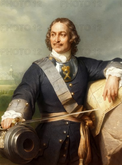 Portrait of Peter the Great, Peter I or Pyotr Alexeyevich Romanov, 1672-1725, Emperor of the