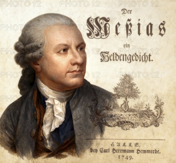 Portrait of Friedrich Gottlieb Klopstock, 1724 - 1803, German poet, digitally edited, title of the