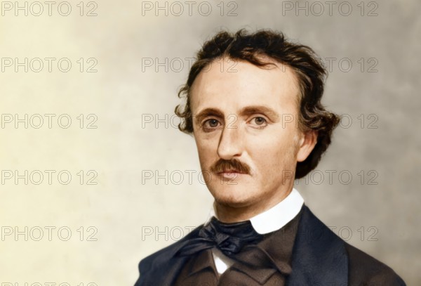 Portrait of Edgar Allan Poe, 1809 – 1849, American writer, digitally edited according to a