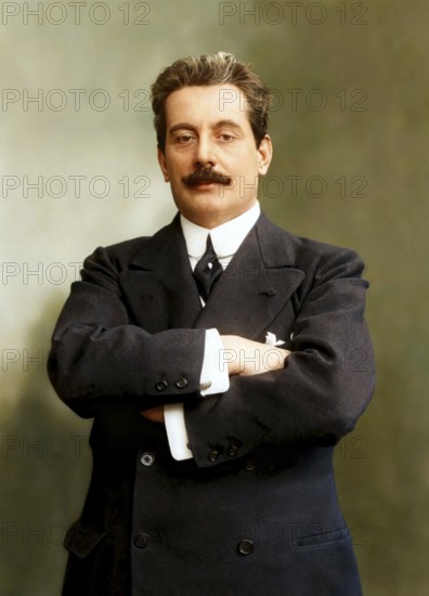 Giacomo Puccini, 1858 –1924, Italian composer, digitally edited according to a photograph by A.