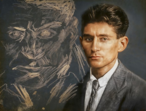 Portrait of Franz Kafka, 1883 – 1924, German-speaking Bohemian novelist, digitally edited according