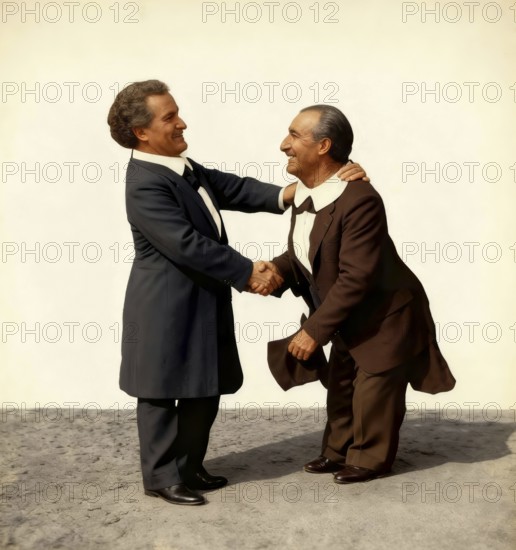 Richard Wagner with Anton Bruckner in Bayreuth, 1873, Silhouette print by Otto Böhler, digitally
