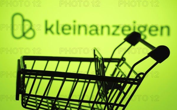 Dhaka, Bangladesh- 03 July 2025: Silhouette of a shopping cart in front of the Kleinanzeigen logo,