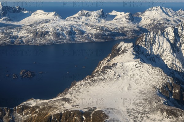 Lofoten from the air, Lofoten, Nordland/Lofoten, Norway