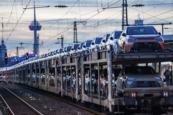 Car train, transport of Toyota small cars with a freight train from BLG Logistics, a logistics
