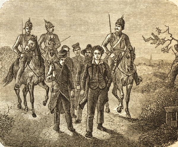 Transport of captured insurgents of the Baden Revolution, revolutionary years 1848-1849, riots,
