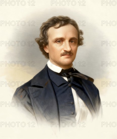 Portrait of Edgar Allan Poe, 1809 – 1849, American writer, digitally edited according to a