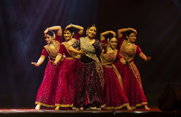 Artists perform a classical dance during a cultural evening program at Shilpgram Mohotsav 2026 in