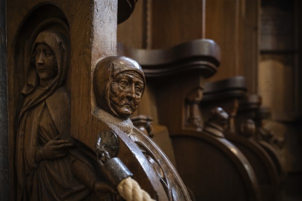 Head of an old man, oak choir stalls for the monks, 1493 by Jörg Syrlin the Younger, also Sürlin or