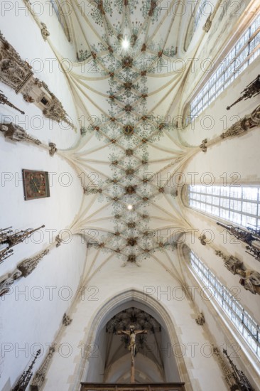 Christ on the Cross, ceiling, choir room, Blaubeuren Abbey, Swabian Jura, Baden-Württemberg,