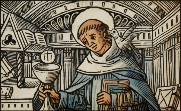 Frontispiece to his book Super libros de generatione et corruptione, Thomas Aquinas, Thomas von